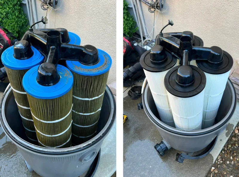Pool Filter Cleaning Before After Orange CA