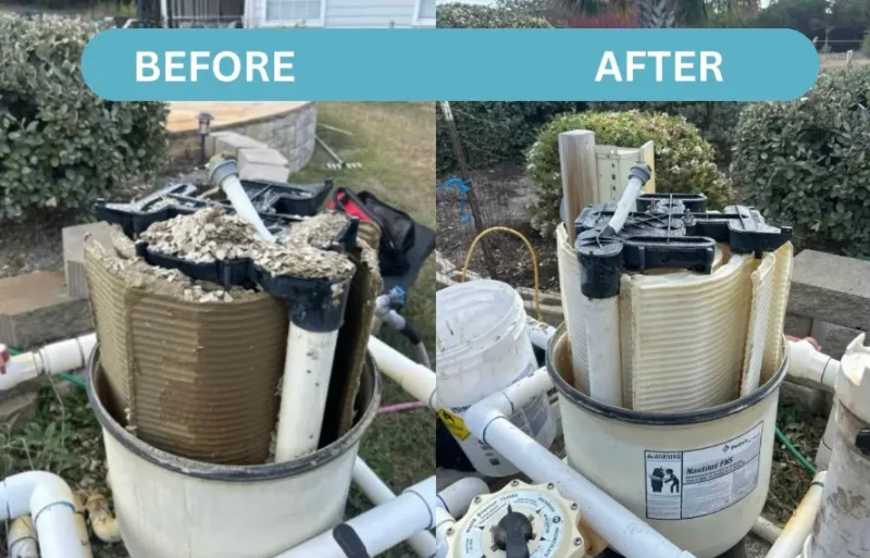 Pool Filter Repair Before After Orange, CA